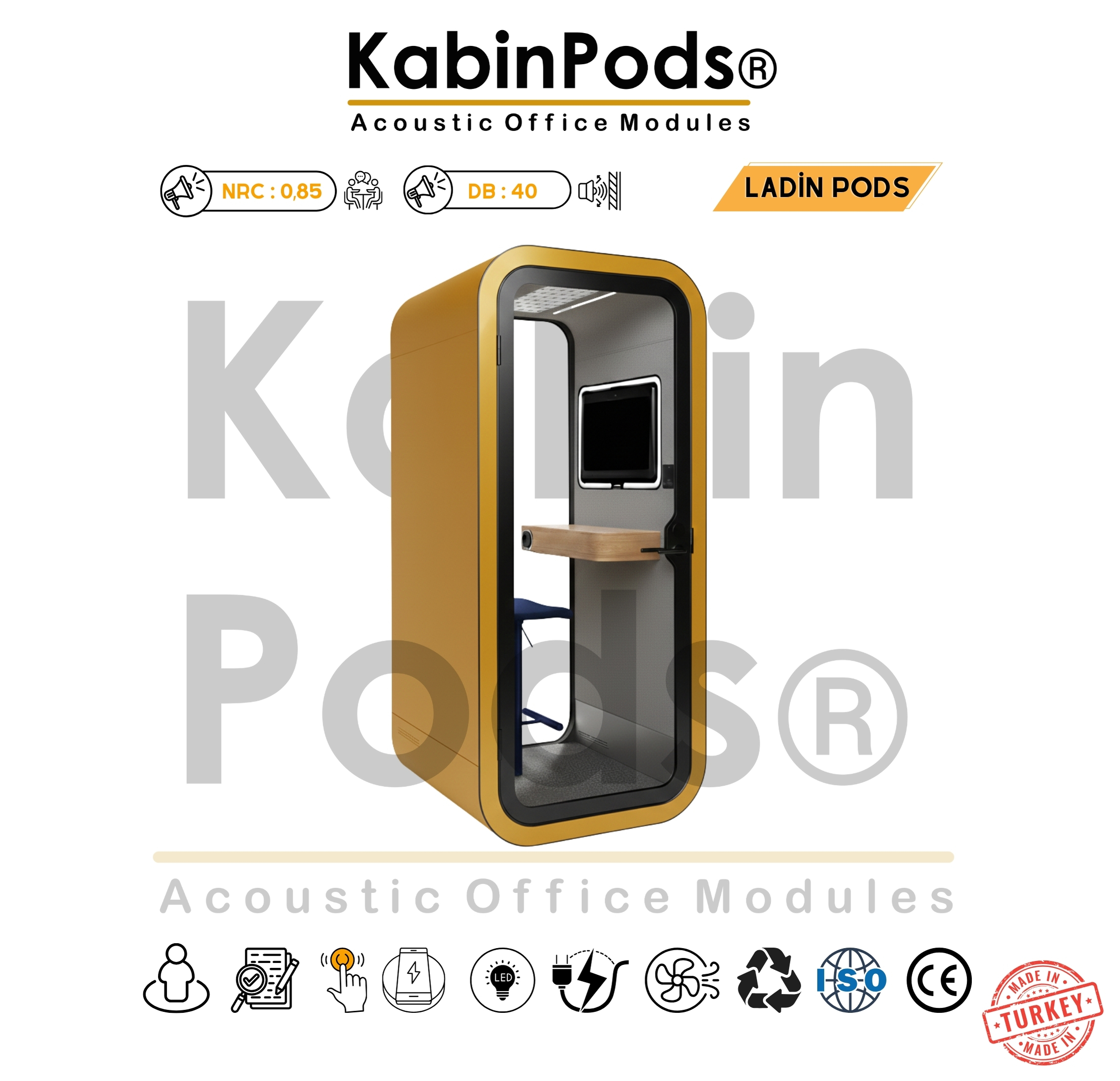 Telefon Kabini tek kişilik ofis kabini – 19 numaralı görsel